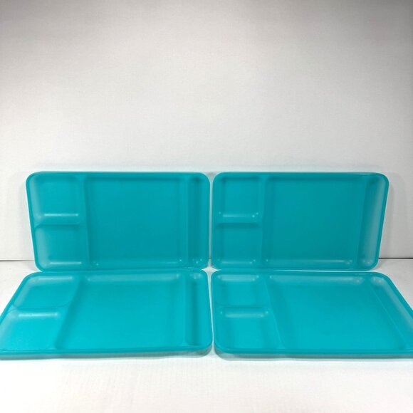 4 Tupperware Divided Dining Trays Lunch Camping Outdoor Plates - Picture 1 of 7